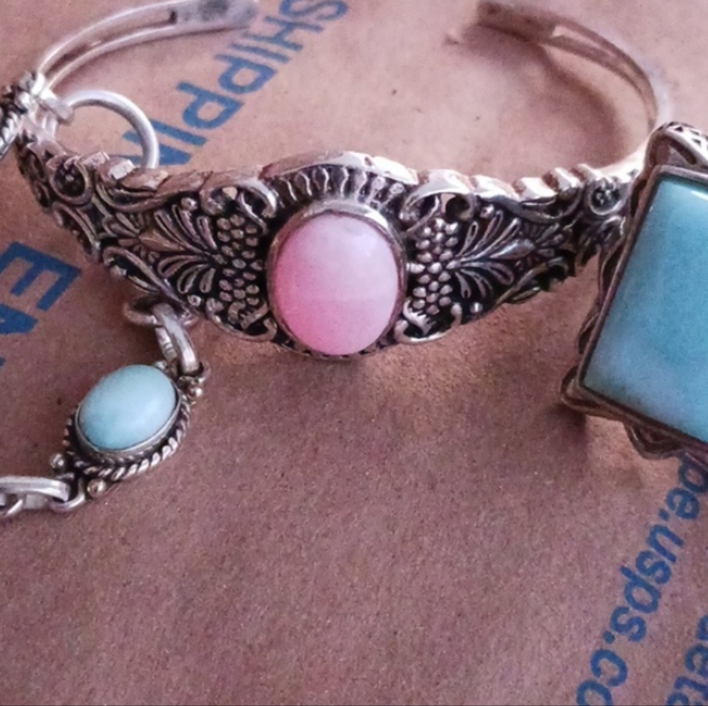 !, New!Genuine,Pink opal, 925 Solid, Sterling,bracelet! - Picture 2 of 6